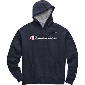 NEW Men's CHAMPION Powerblend Script Graphic Hoodie - NAVY (M)